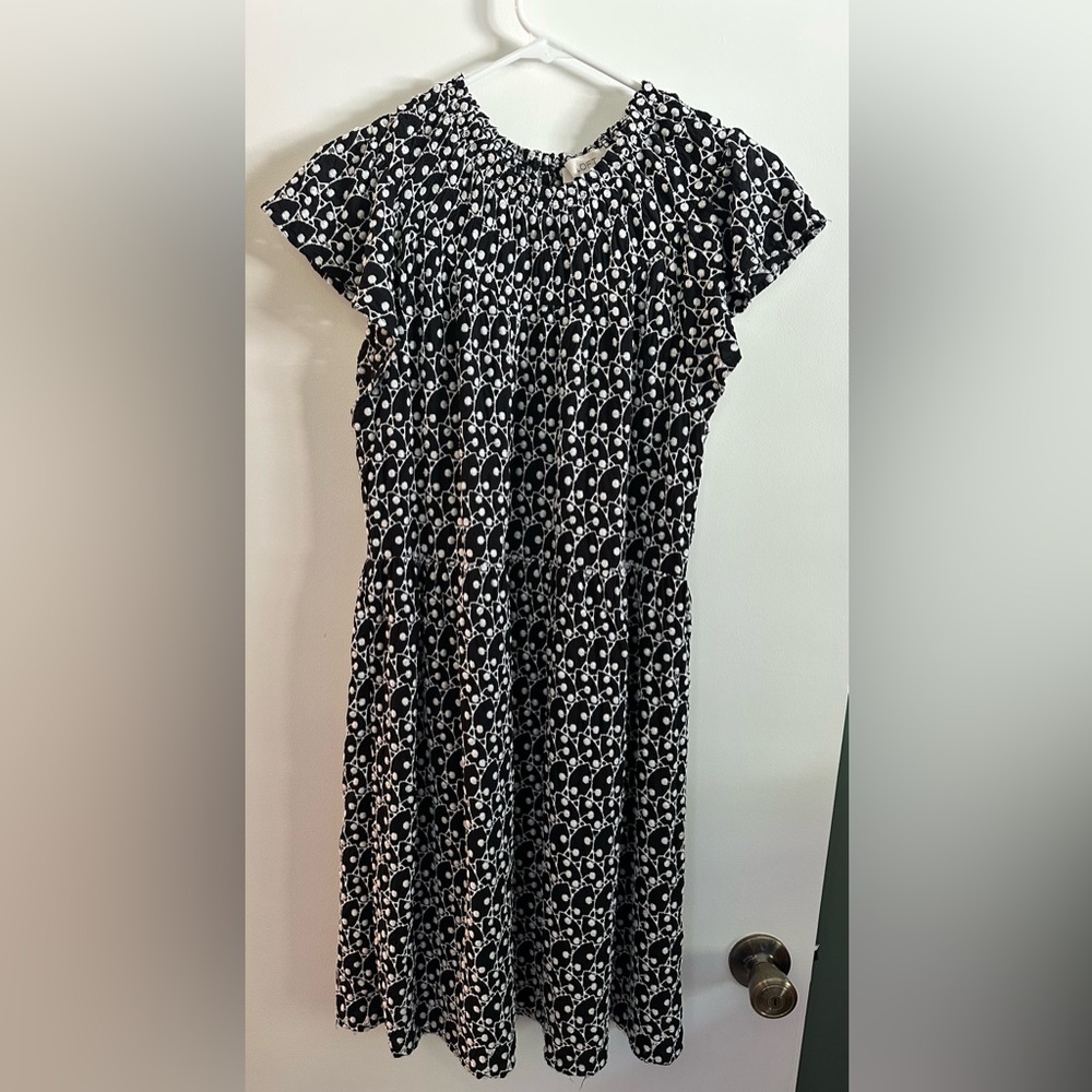 LOFT. Black and White Embroidered Dress.
